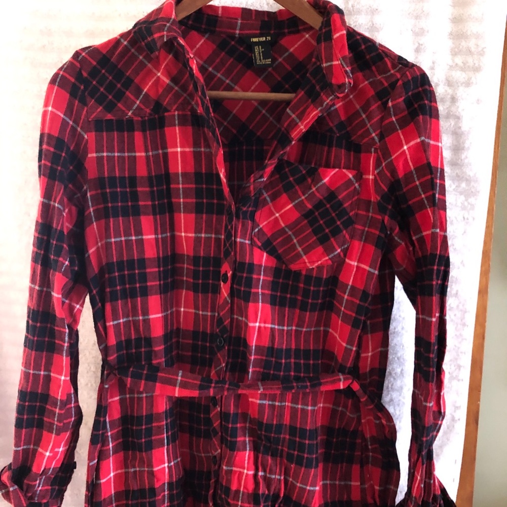 Forever 21 Plaid Button Up Dress